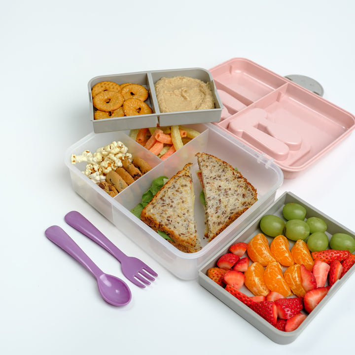 Melii 6-Compartment Bento Box – Blue, Mint & Lime – Dishwasher Safe, BPA-Free With Locking Lid