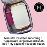 MontiiCo | Large Insulated Lunch Bag - Green, Blue & Grey Designs