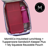 MontiiCo | Large Insulated Lunch Bag - Green, Blue & Grey Designs